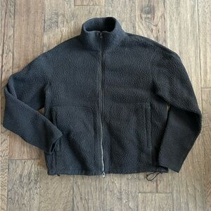 Everlane Black Fleece Zip Up Jacket Drawstring XS